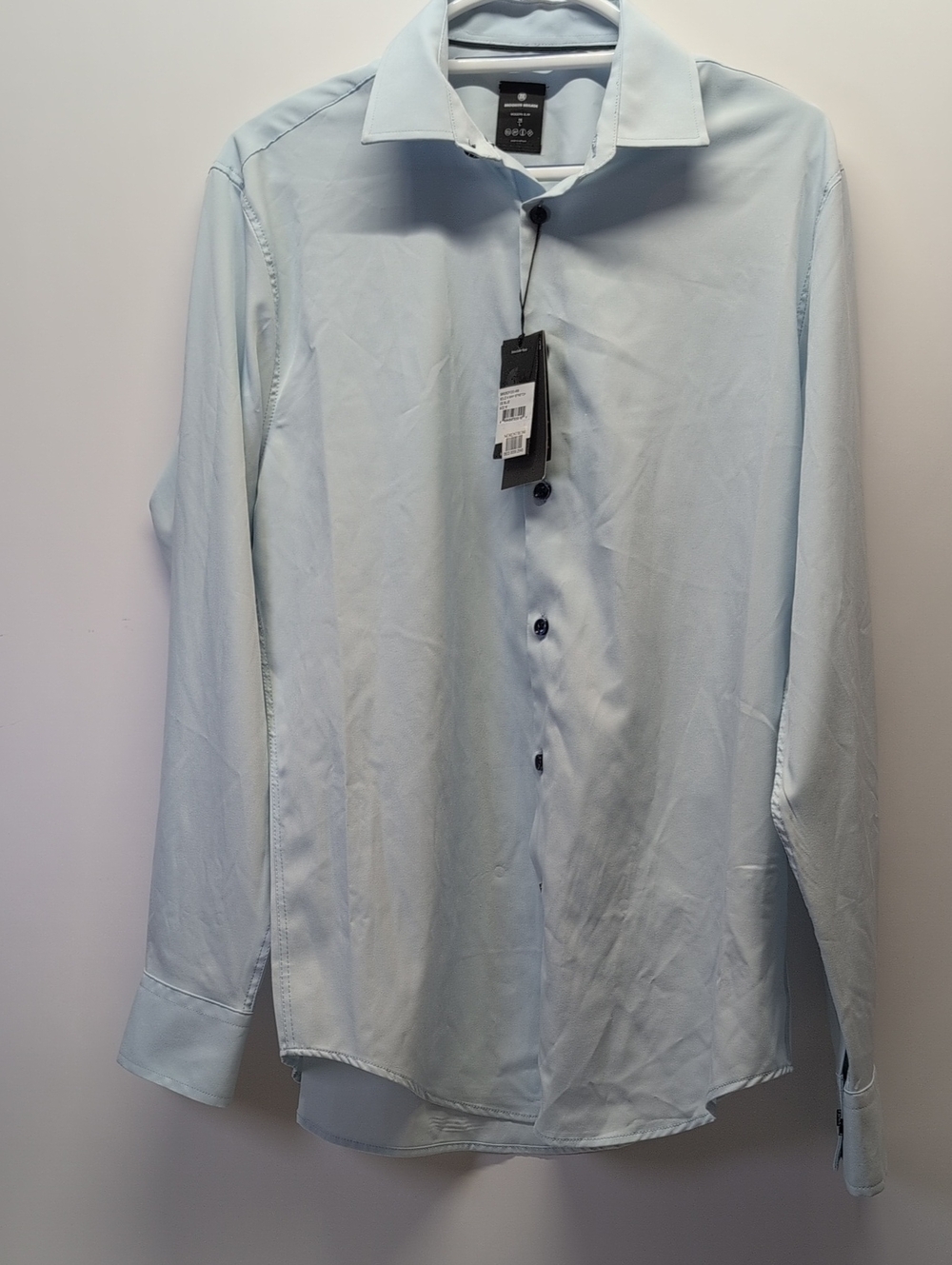 Men's Ice Blue Long-Sleeve Spread Collar Dress Shirt